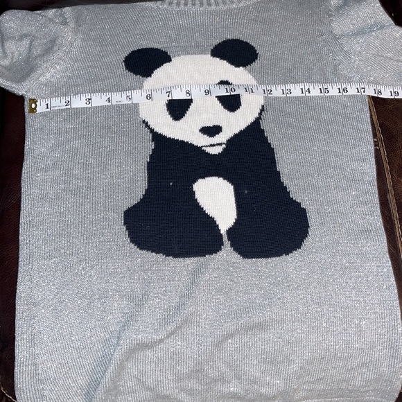 Sweater Project silver shimmer panda print sweater - Picture 5 of 10